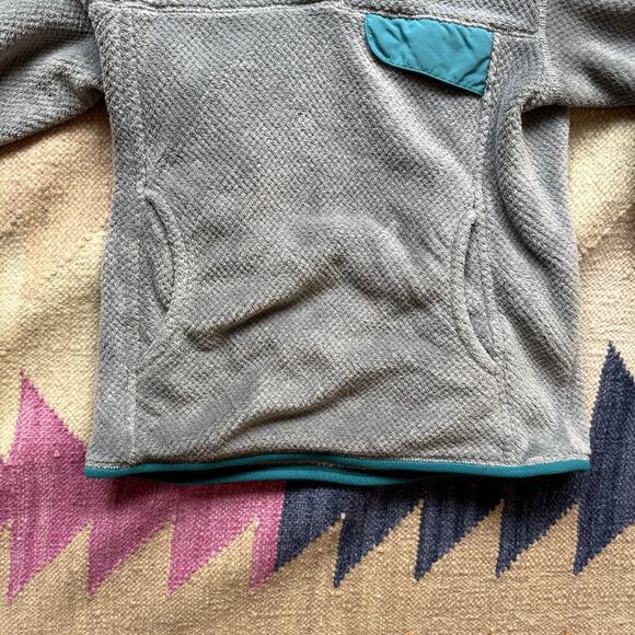Patagonia Gray and Teal Snap Polartec Fleece Pullover Women's Size Small - Picture 3 of 4